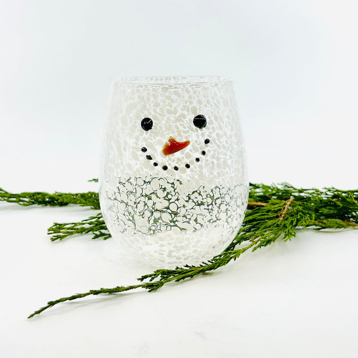 Confetti Snowman Stemless Wine Glass Creative Co-Op 