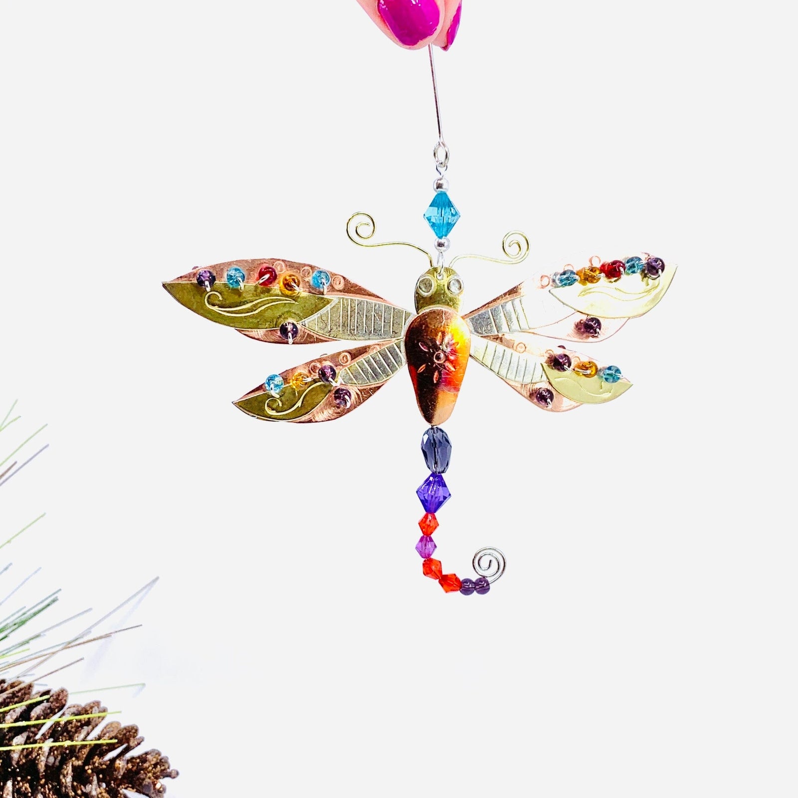 Mixed Metal Ornament Bright Wings Dragonfly, 28 Miniature Pilgrim Imports 
