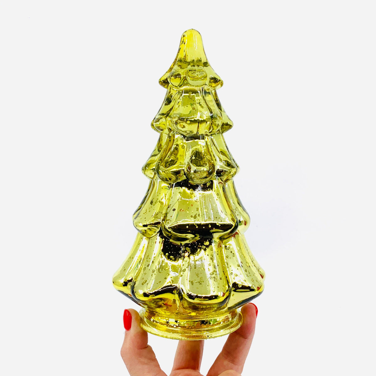 Mercury Glass Dimple Tree 6, Gold Diamond Star 