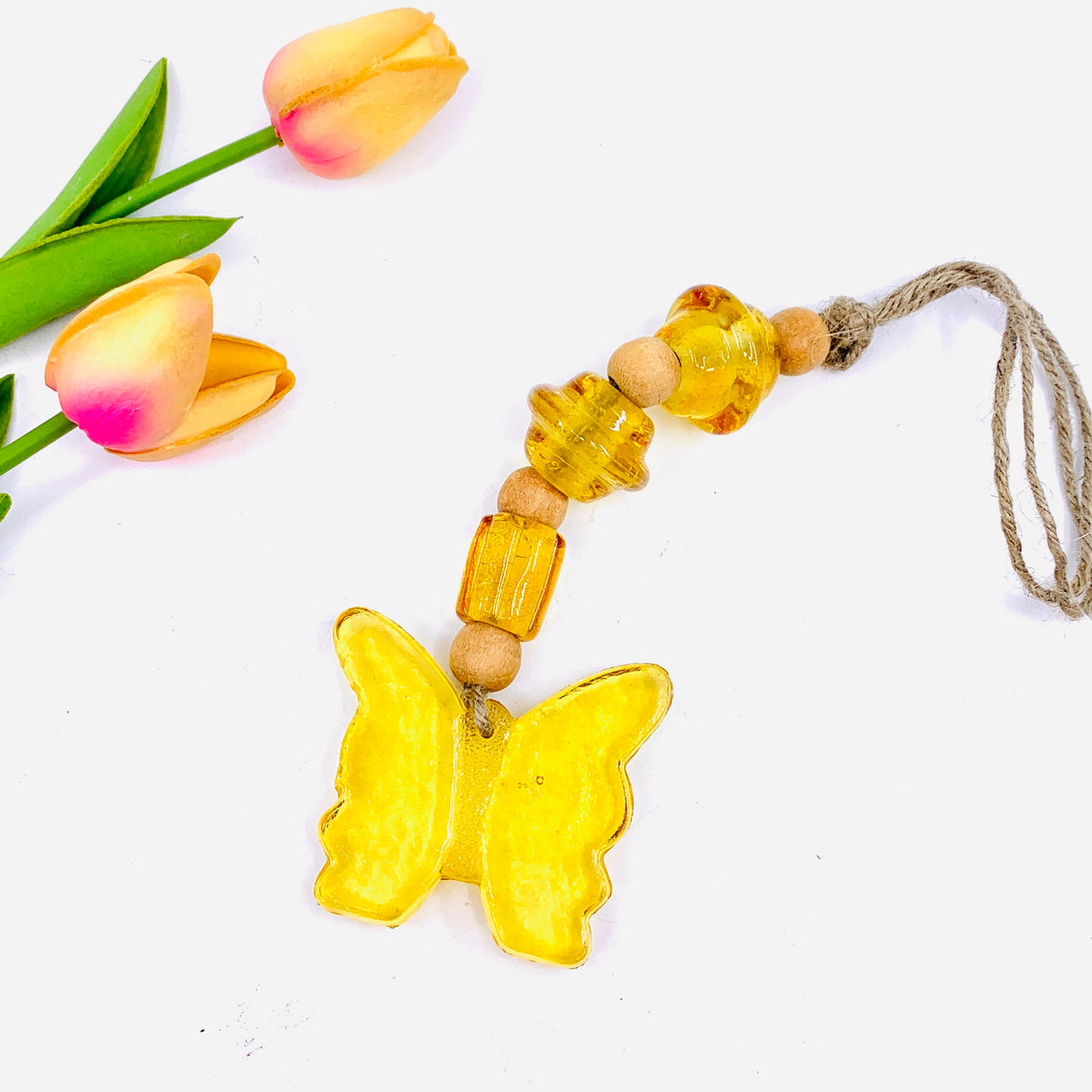 Glass Butterfly Suncatcher, Yellow