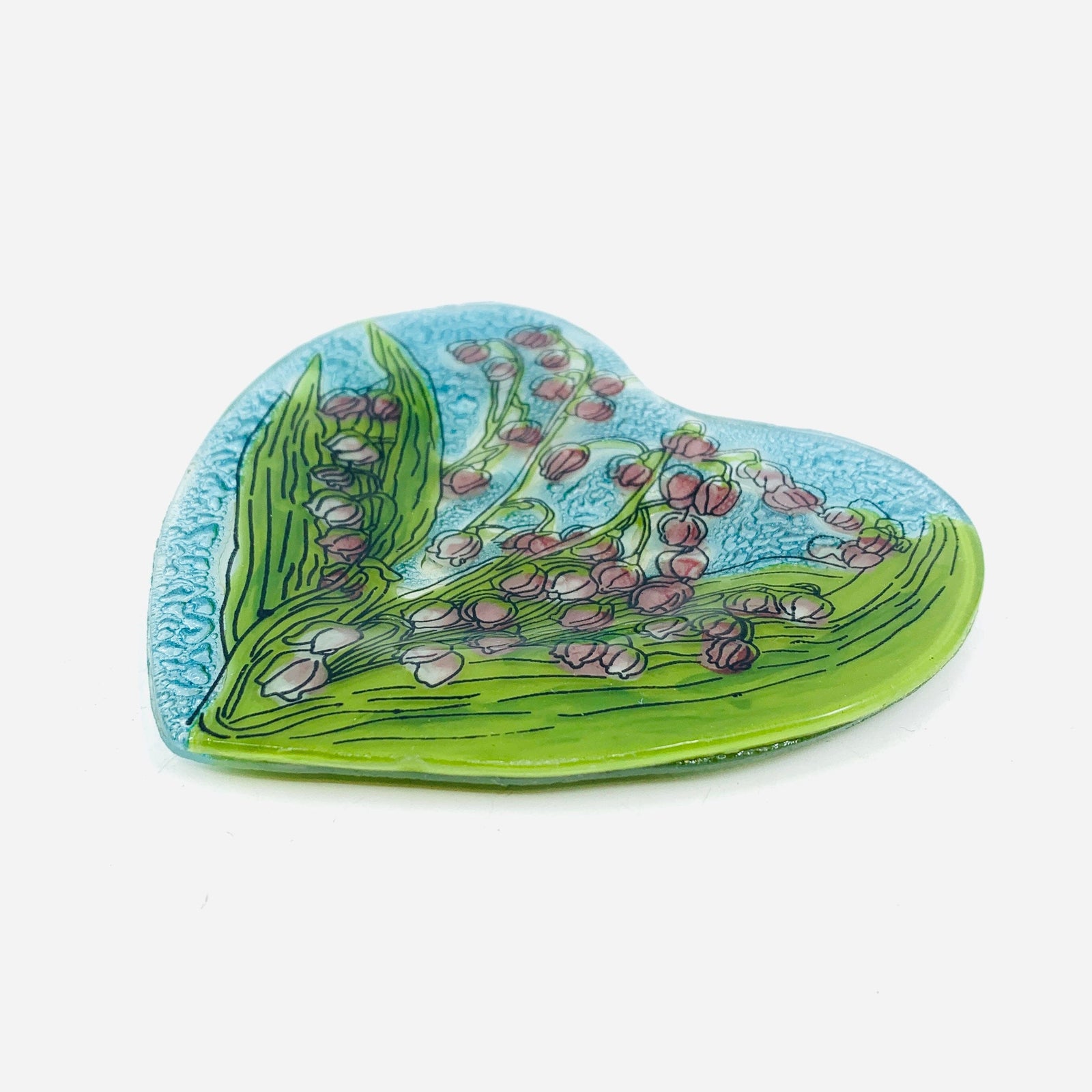 Fair Trade Heart Plate 7 - Lily of The Valley Dishware Pam Peana 