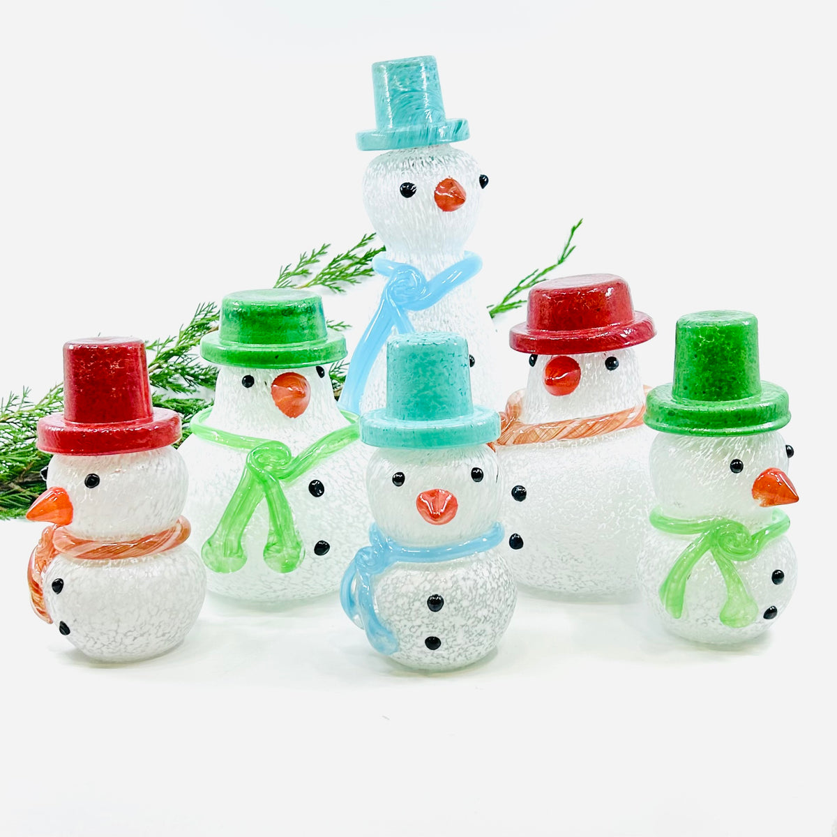 Blown Glass Snowman - Red Scarf
