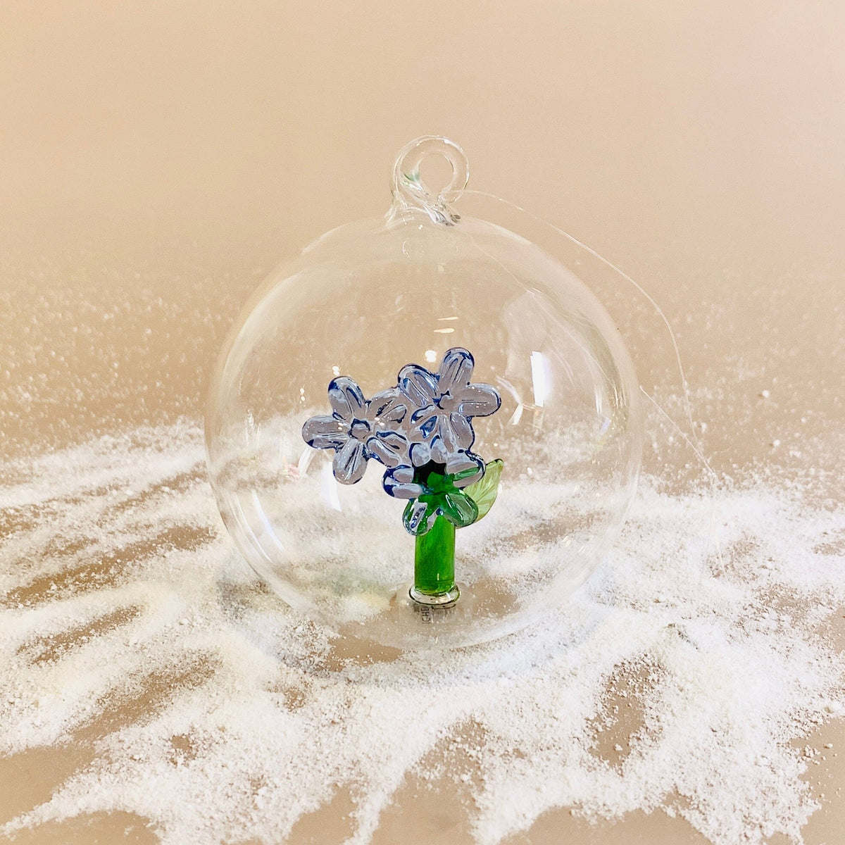 Glass Icon Ornament, Periwinkle Flower ICHENDORF 