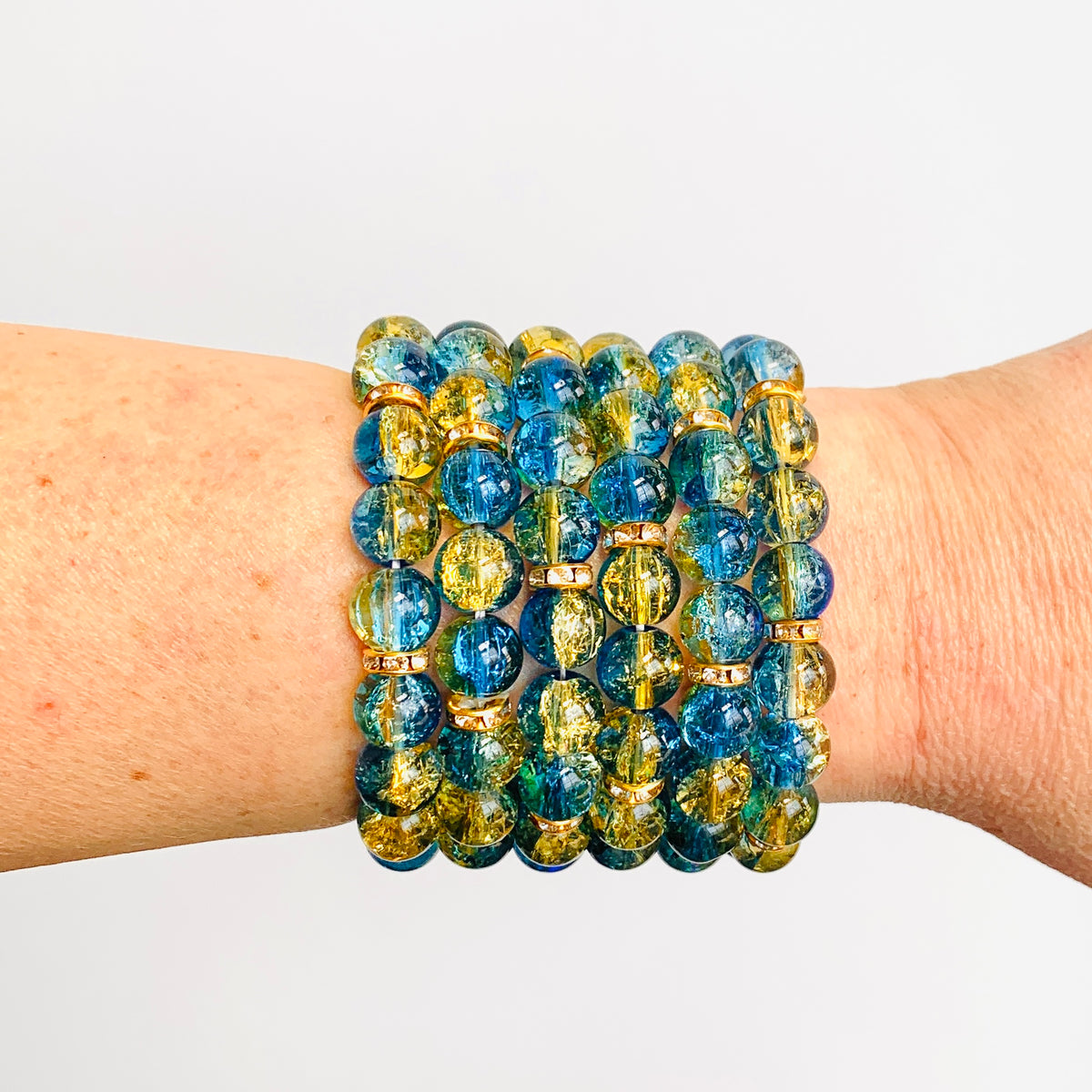 Shimmering Sea Glass Bead Bracelet