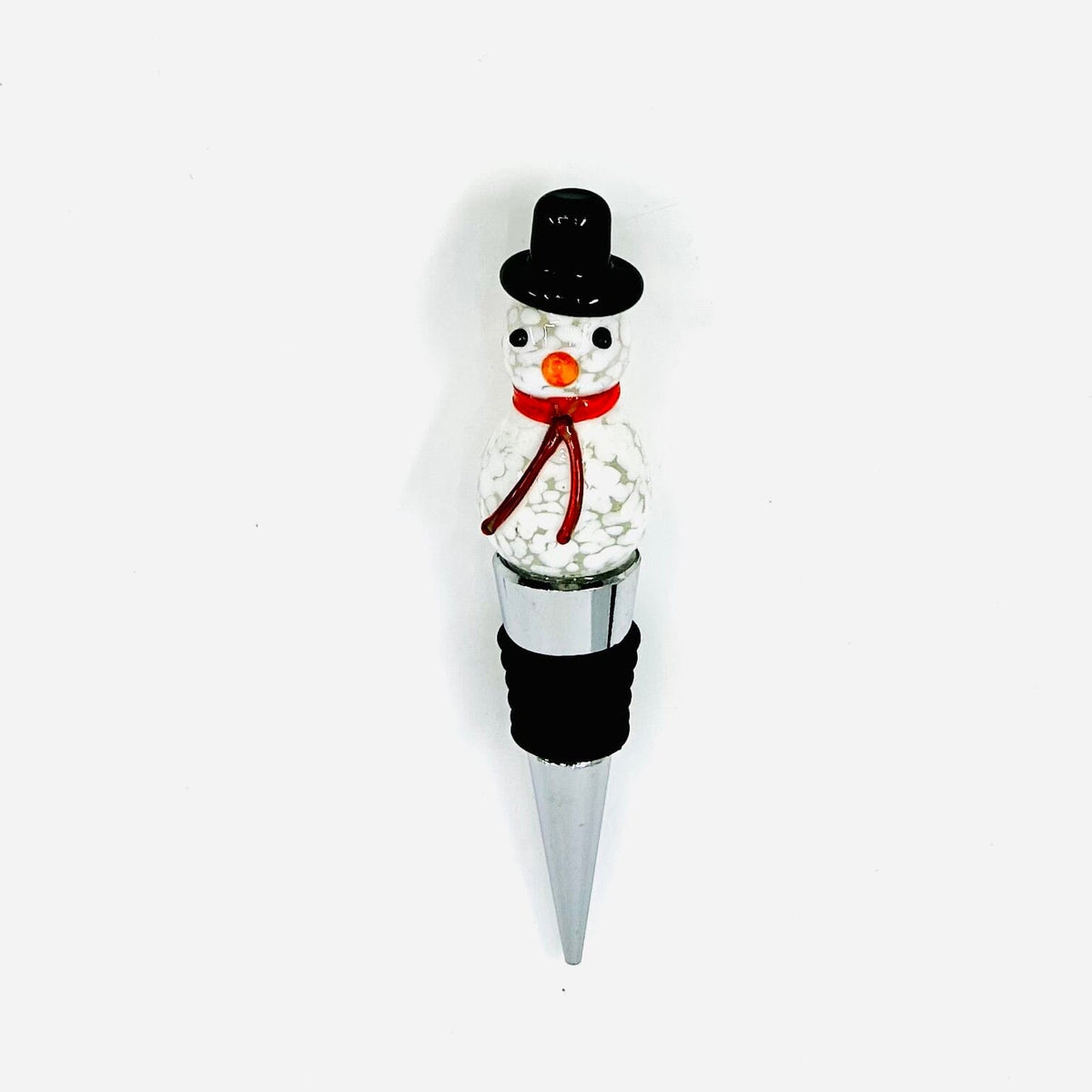 Glass Bottle Stopper, Snowman - 