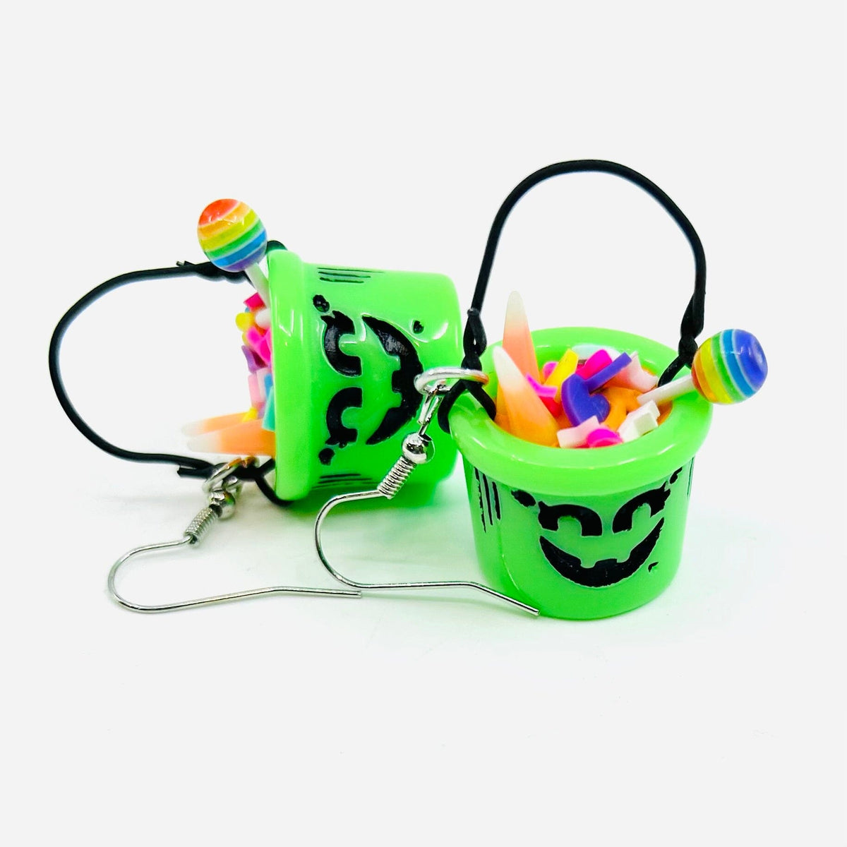 Halloween Bucket Earrings, Witch - 