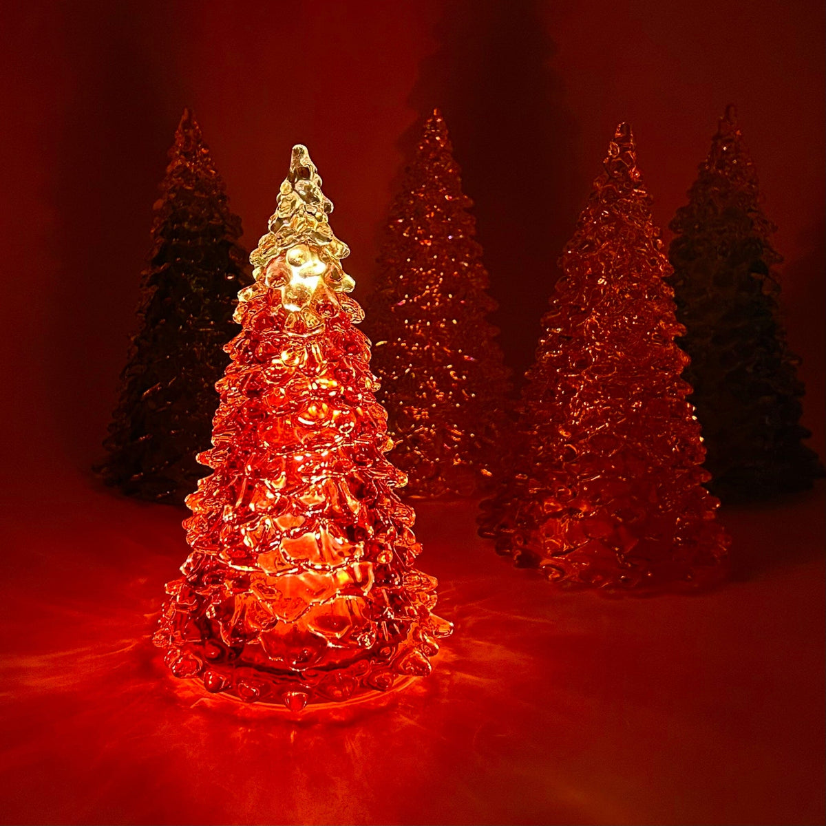 Red Blown Glass Tree Diamond Star 