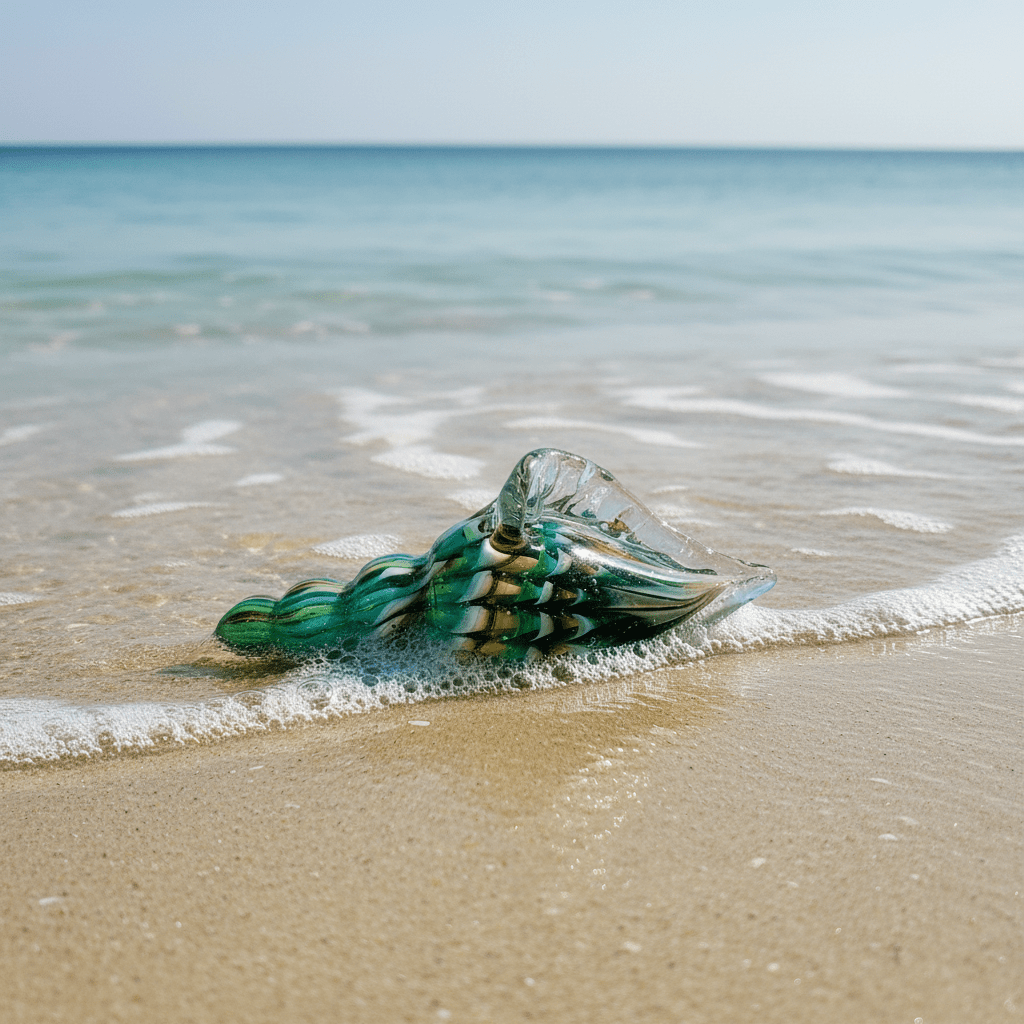 Glass Seashell, Teal Decor Chesapeake Bay 