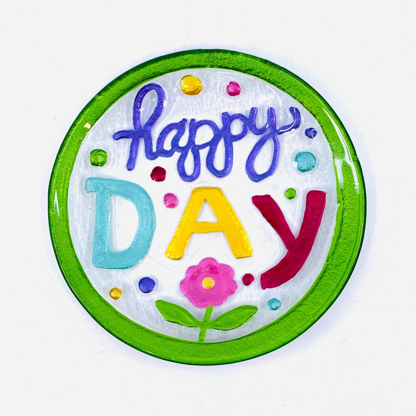 Glass Fusion Plate 61, Happy Day Mini Plate Demdaco 