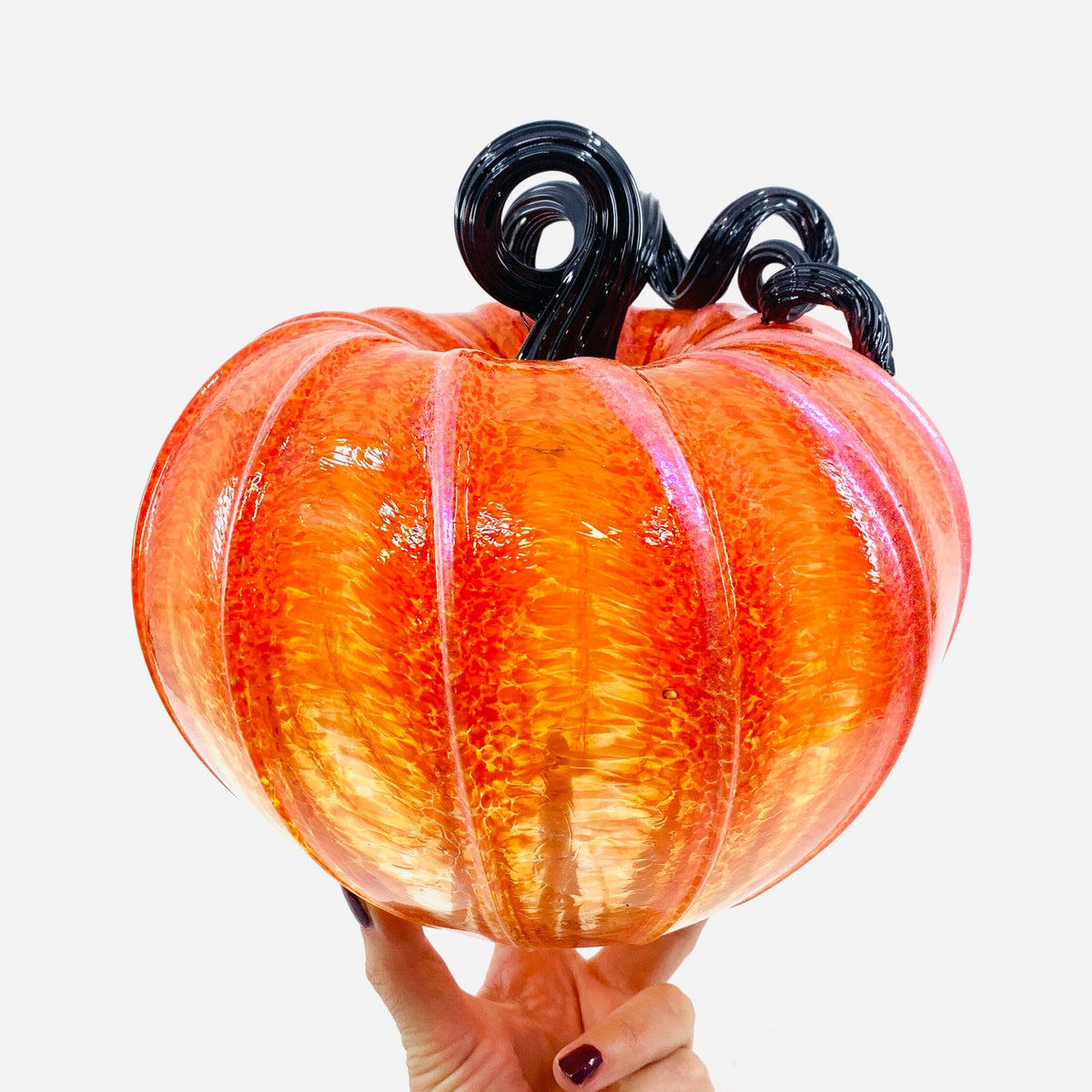 Daily Pumpkin 3866 Fall Shimmer Large Gabby Luke Adams Glass Blowing Studio 