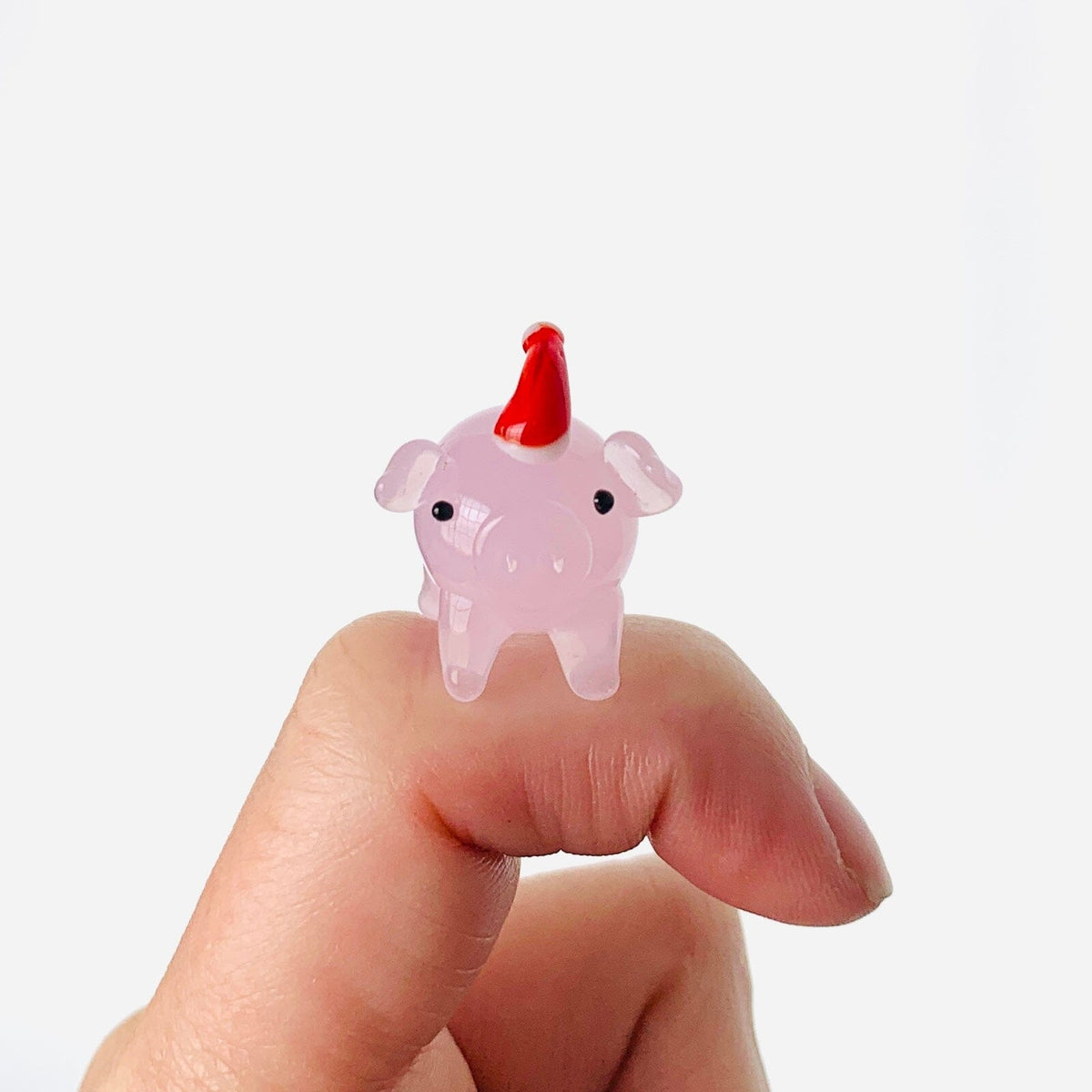 Tiny Glass Santa Piggy Miniature GANZ 