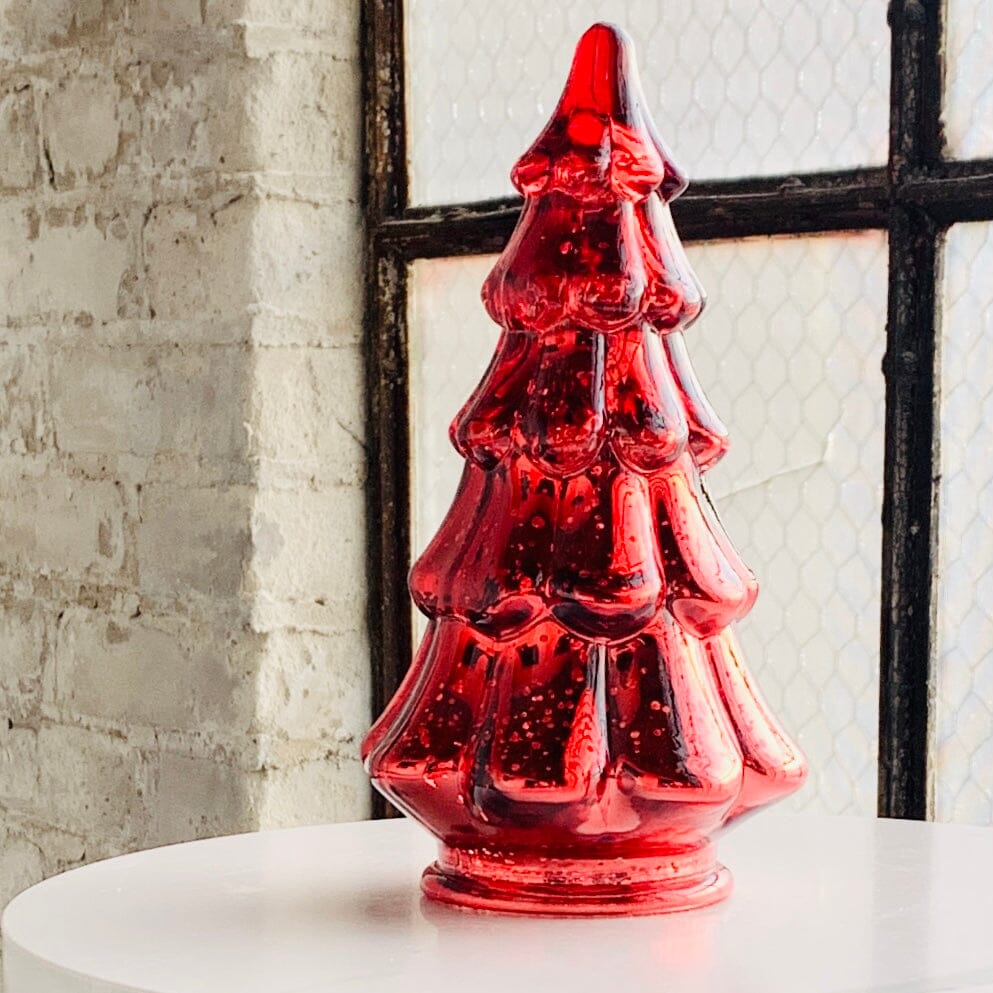 Mercury Glass Dimple Tree 5, Red Diamond Star 
