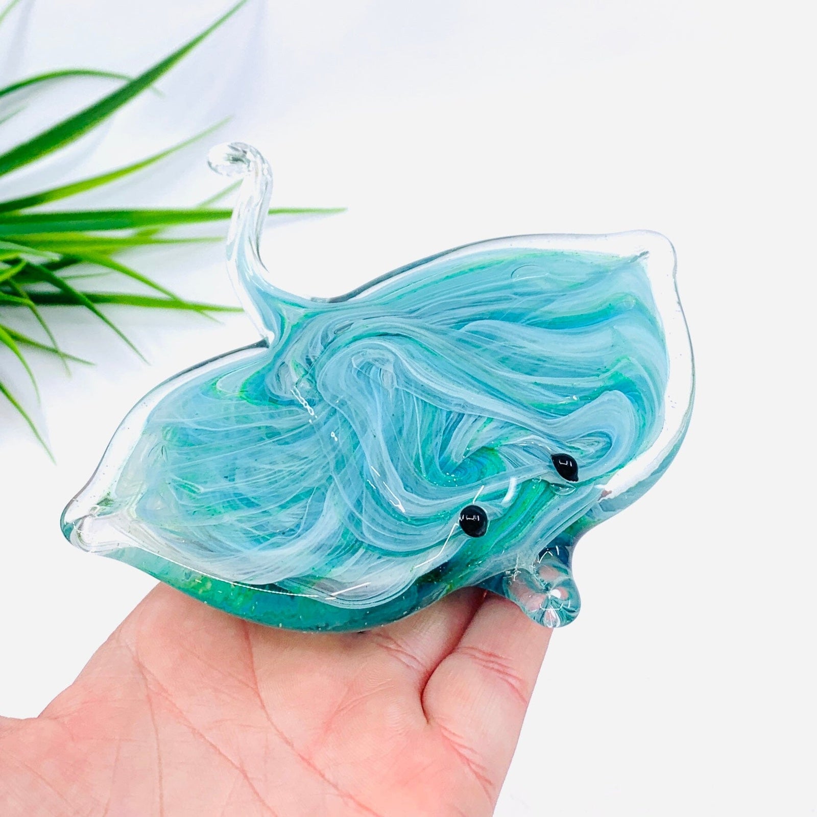 Glass Teal Stingray Paperweight Decor Chesapeake Bay 