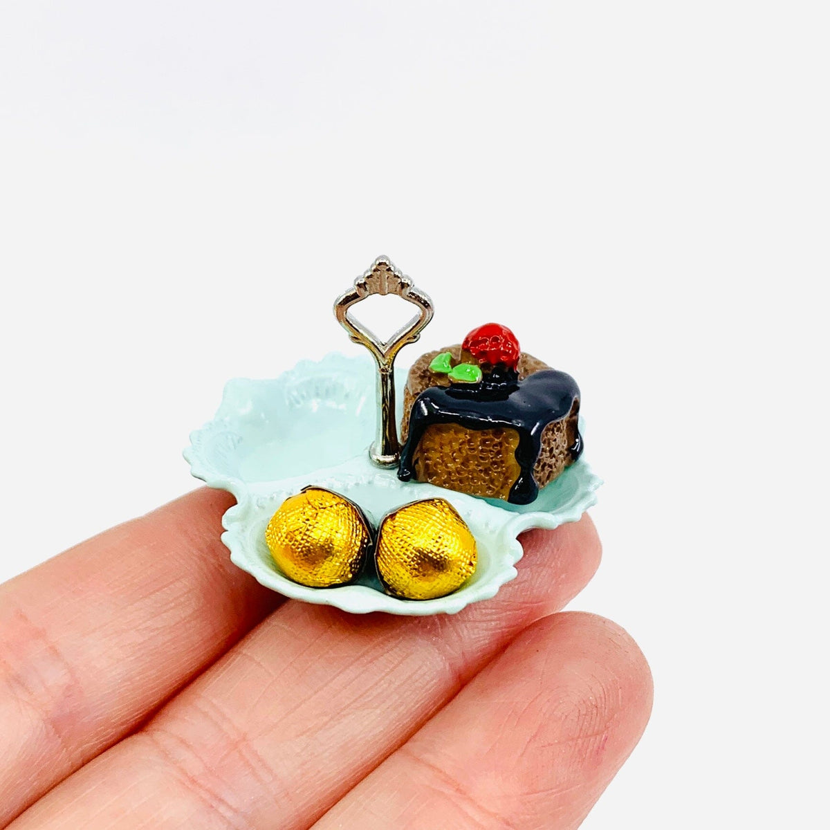 Tiniest 3 Section Serving Dish, Light Blue Miniature - 