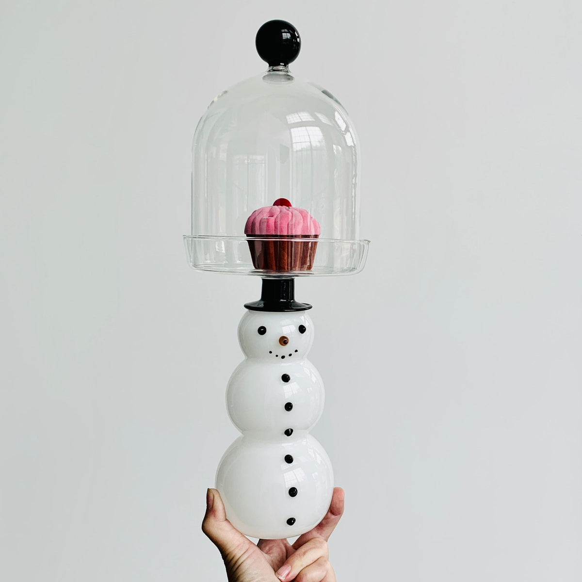 Glass Snowman Pastry Dome Diamond Star 