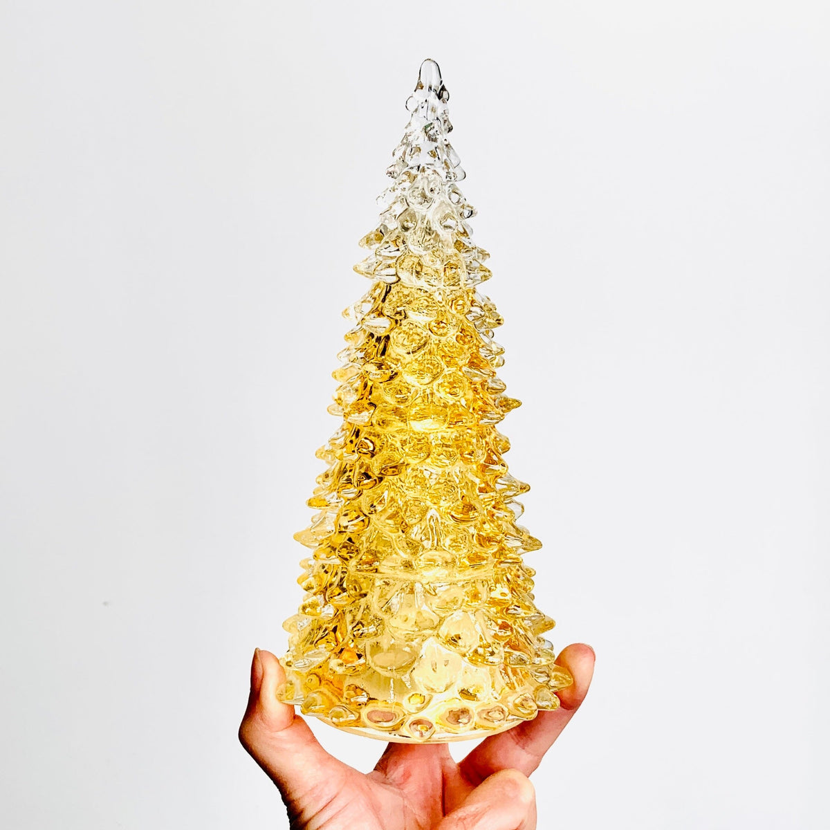 Amber Blown Glass Tree Diamond Star Medium 