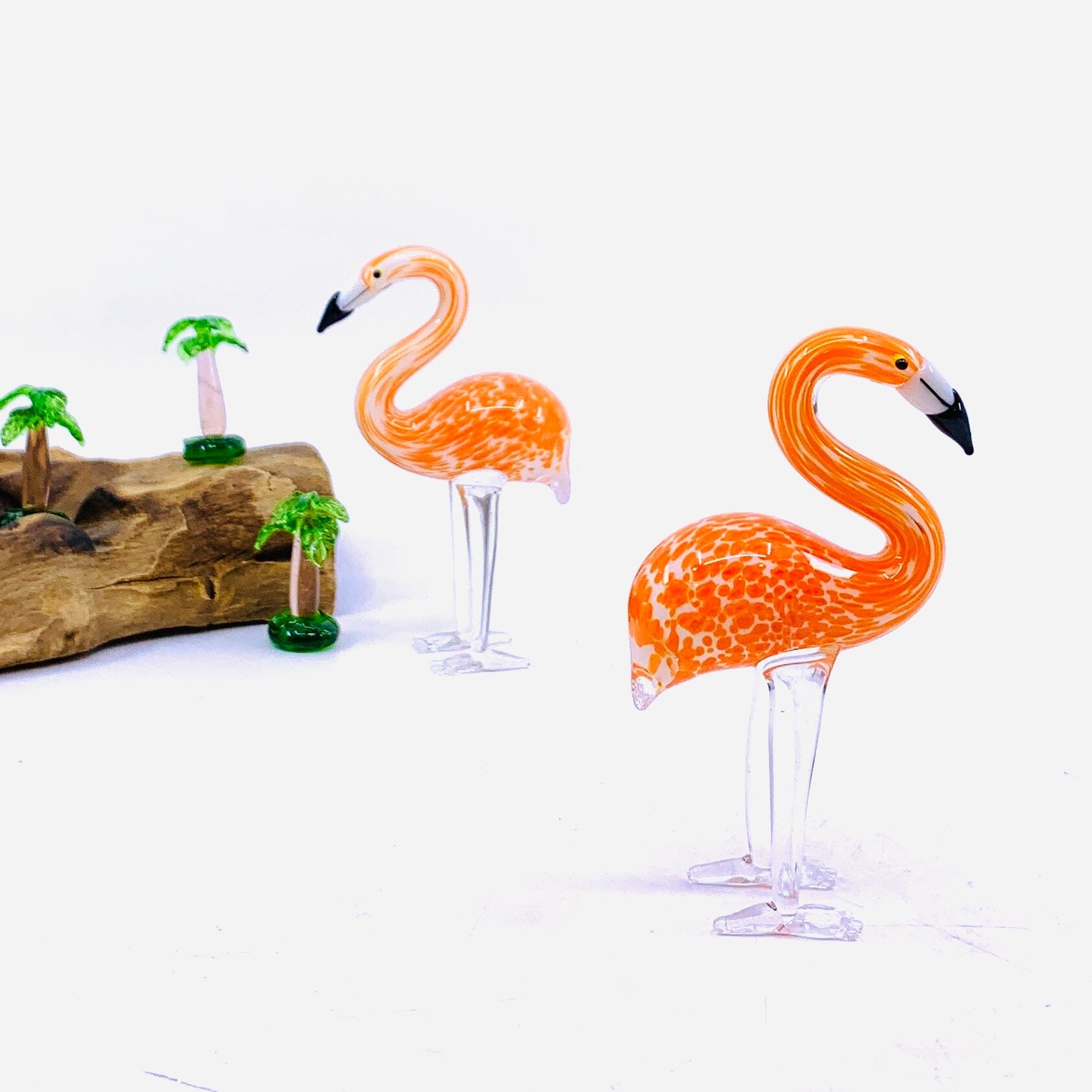 Coral Glass Flamingo Miniature - 