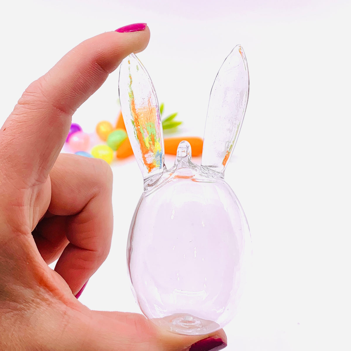 Handblown Glass Egg Bunny Ears Ornament