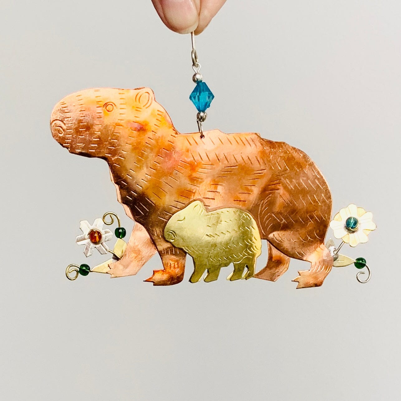 Mixed Metal Ornament, Capybara Miniature Pilgrim Imports 