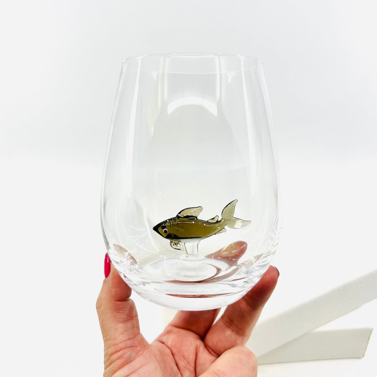 Tiny Animal Large Pour Wine Glass, Shark Decor Creative Co-Op 