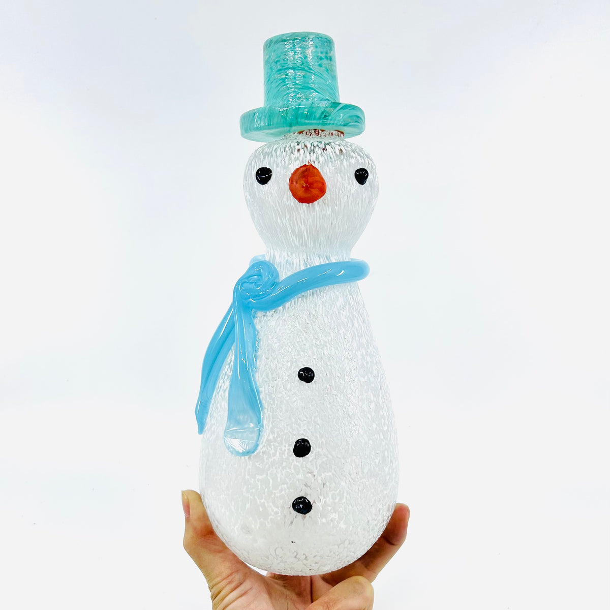 Blown Glass Snowman - Blue Scarf