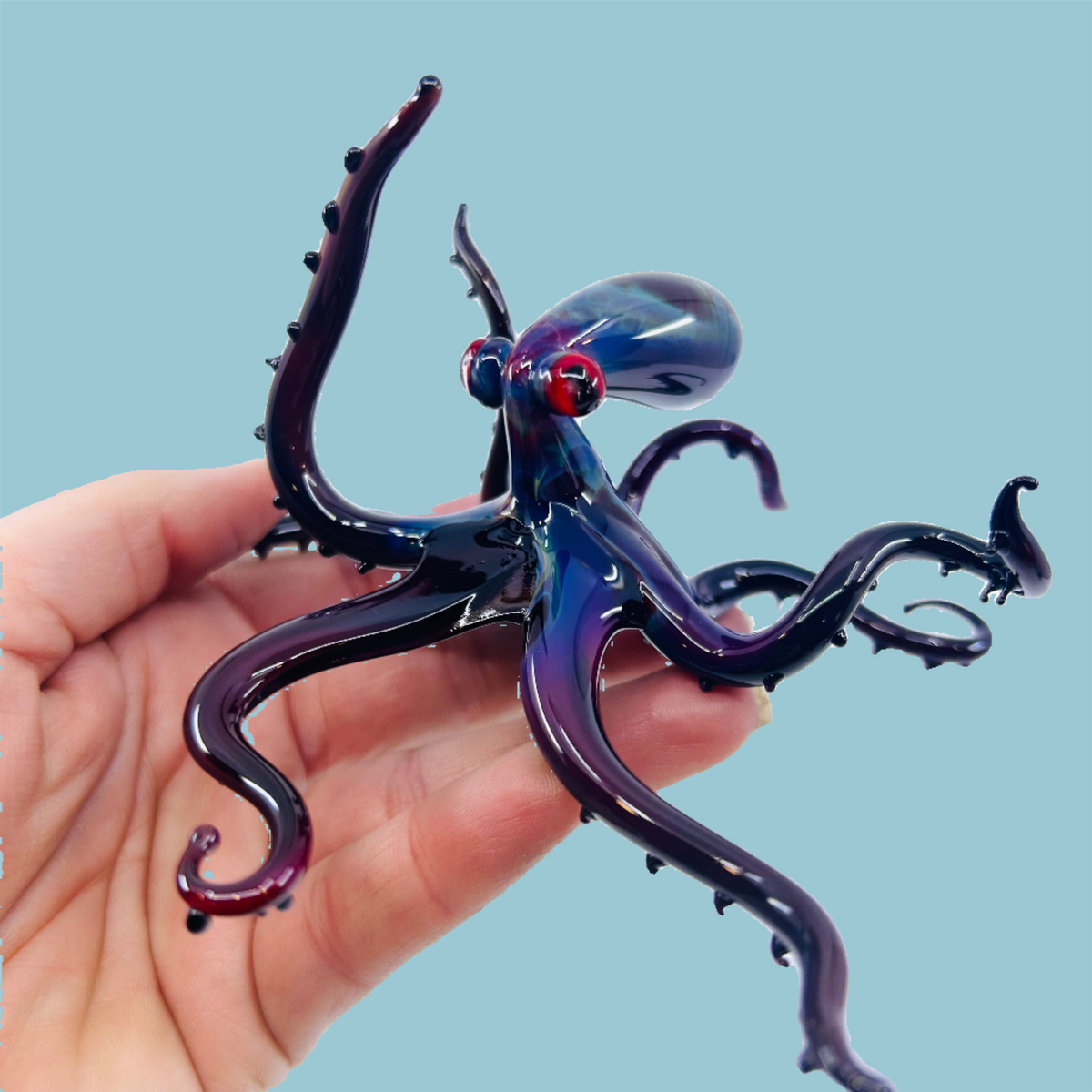 Handblown Artisan Glass Octopus 4, Multi