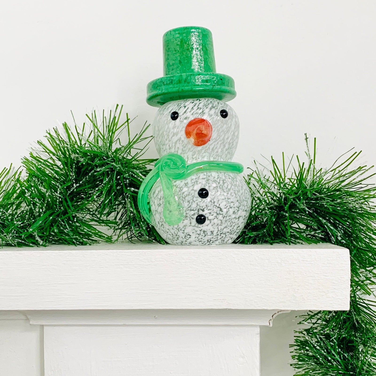 Blown Glass Snowman - Red Scarf Diamond Star 