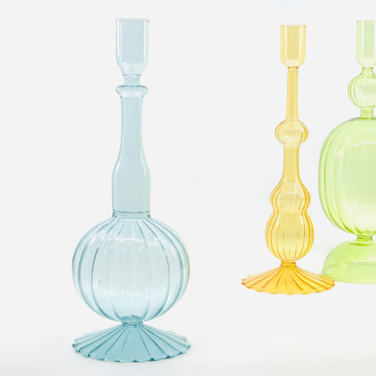 10" Glass Taper Holder Creative Co-Op Blue 