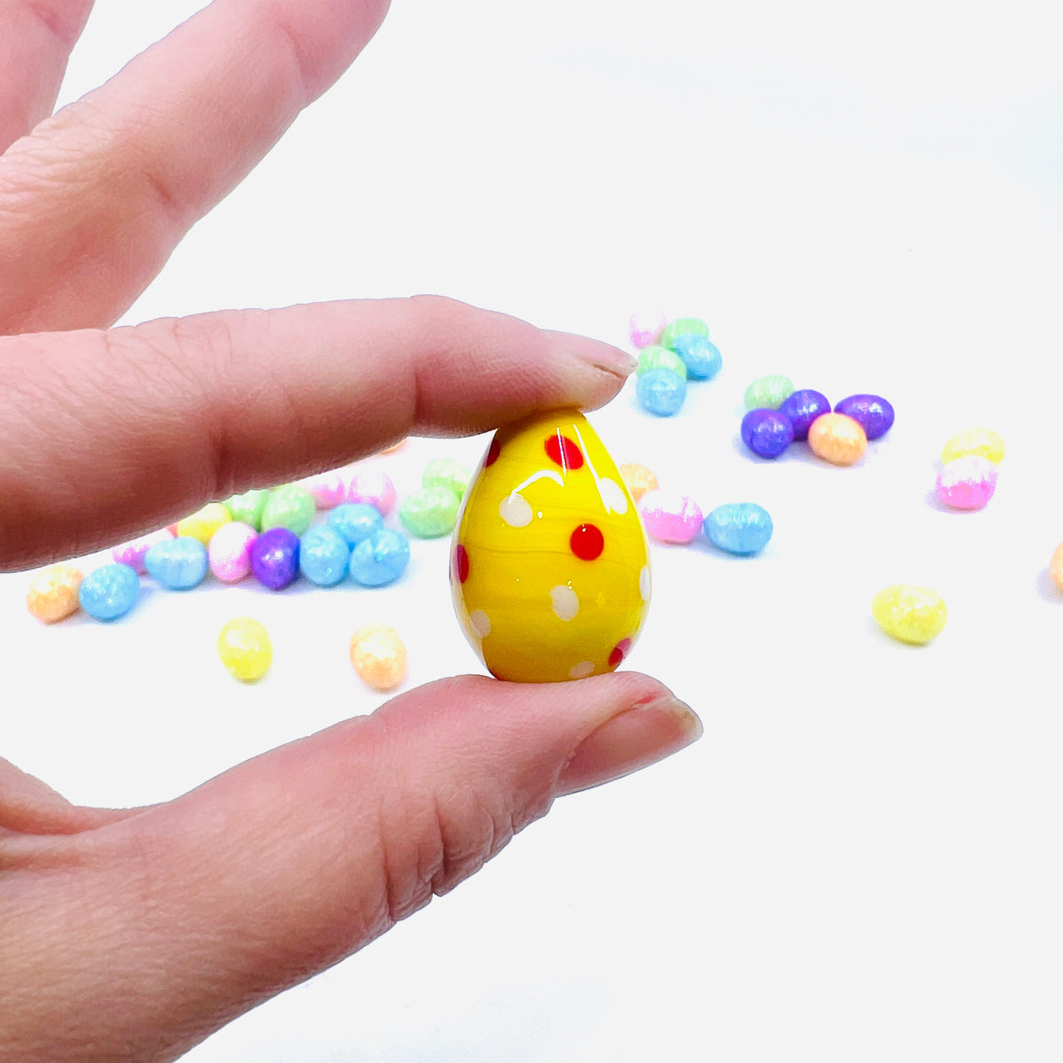 Mini Glass Egg-stravaganza 14 Yellow Dot