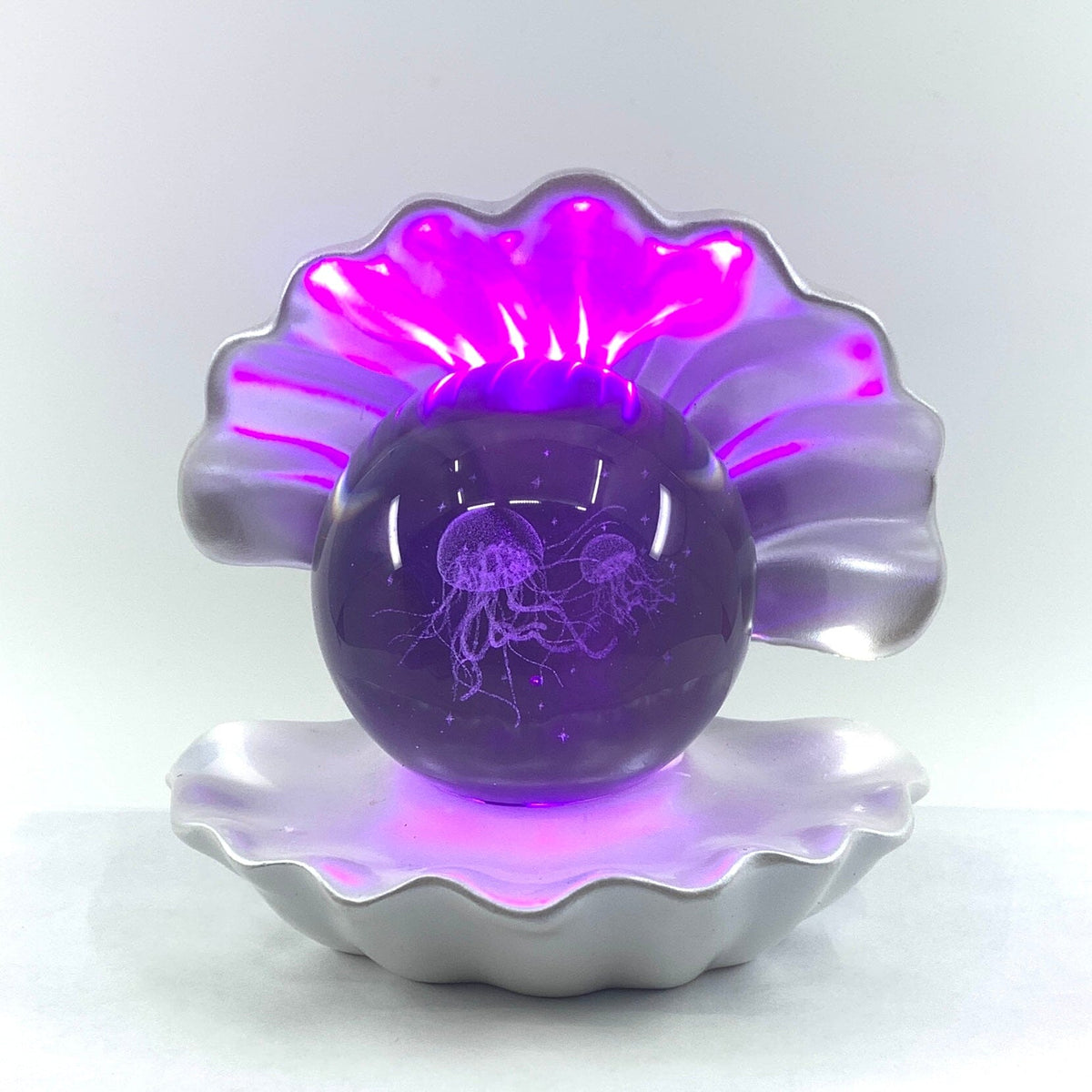 Light Up Etched Glass Sea Shell décor - Jellyfish 29TONIGHT 