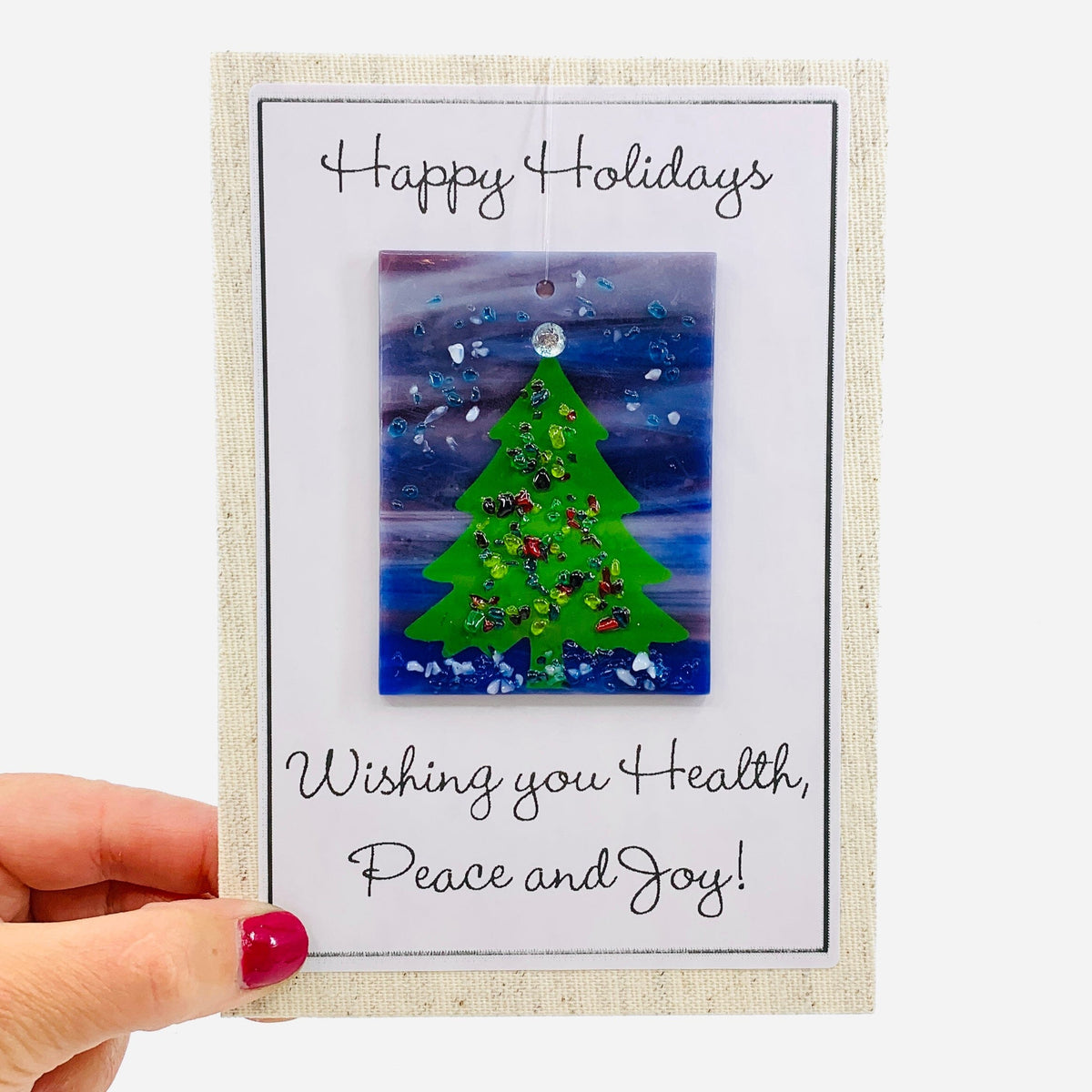 Fused Glass Christmas Tree Suncatcher, 6 Decor Glimmer Glass Gifts 