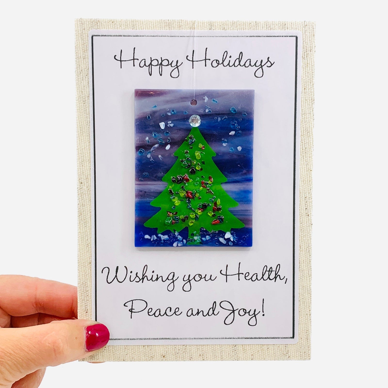 Fused Glass Christmas Tree Suncatcher, 6 Decor Glimmer Glass Gifts 