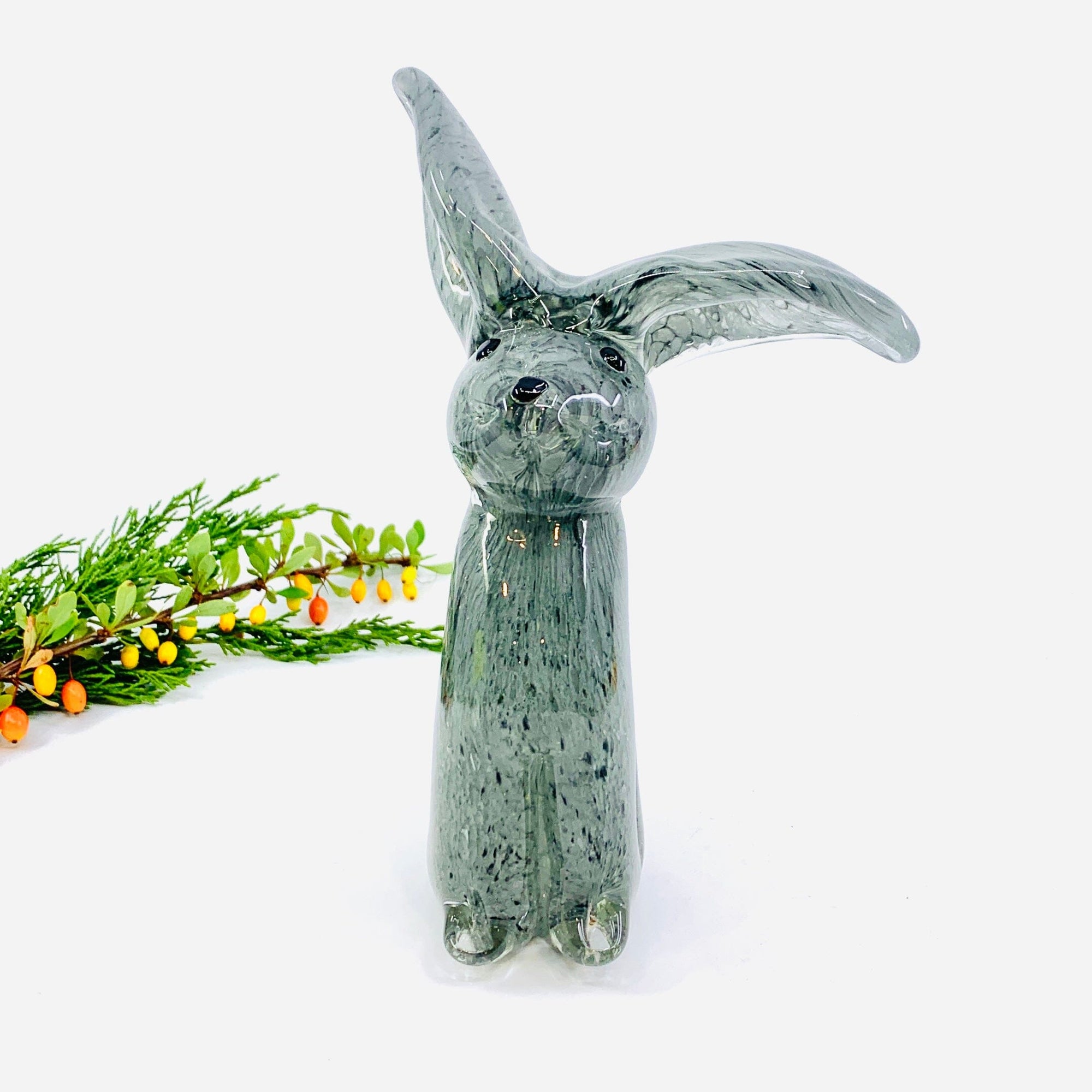 Perky Glass Rabbit, Gray Decor Chesapeake Bay 