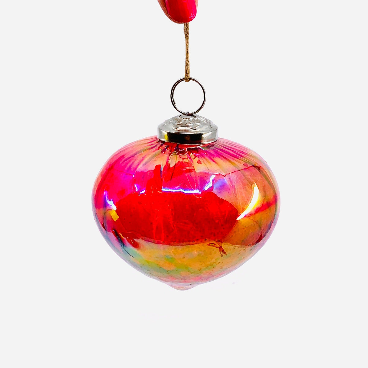 Optic Glass Diamond Ornament 26, Red India House Brass 