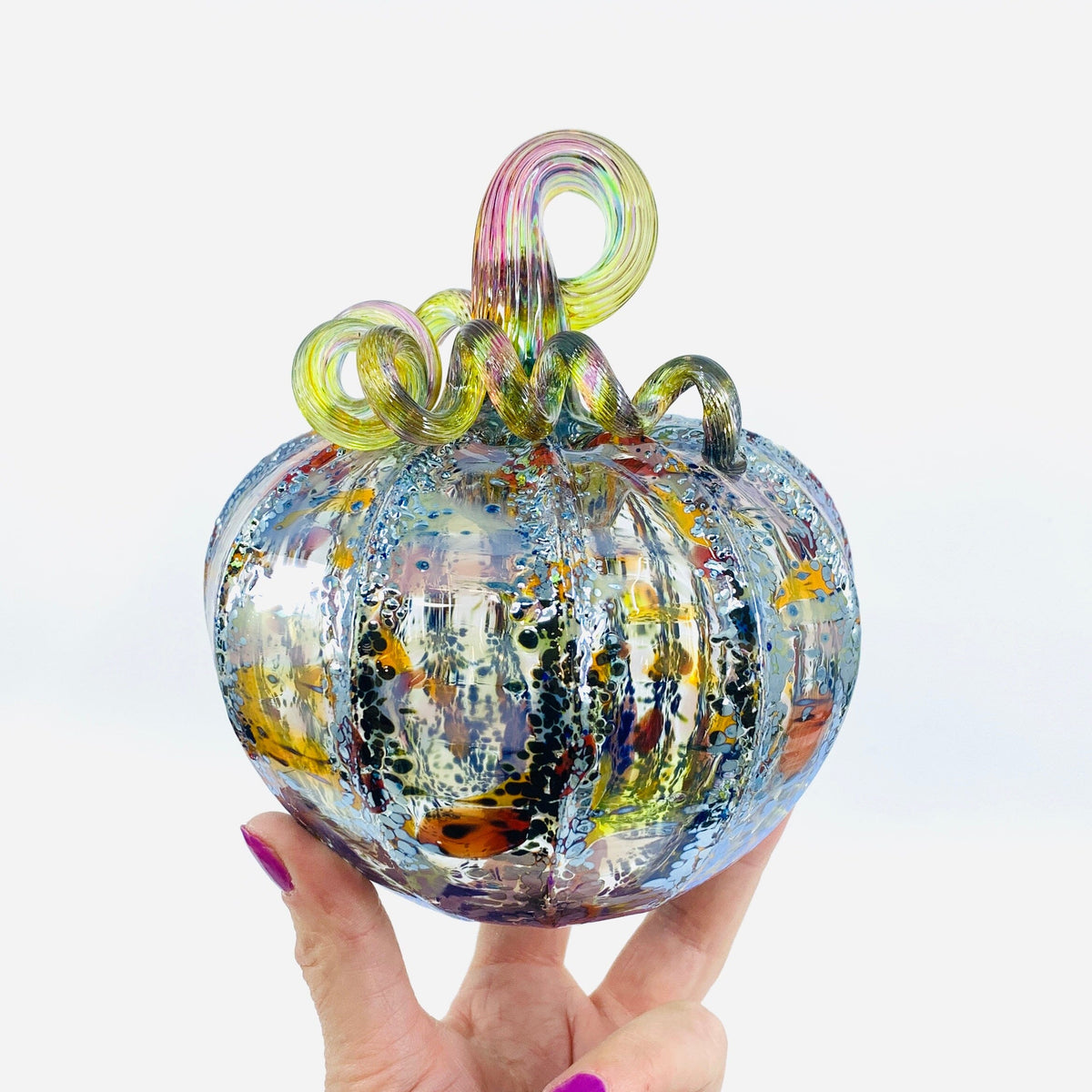 Daily Pumpkin 2851 Color-Twist Stem Squat Gabby Luke Adams Glass Blowing Studio 