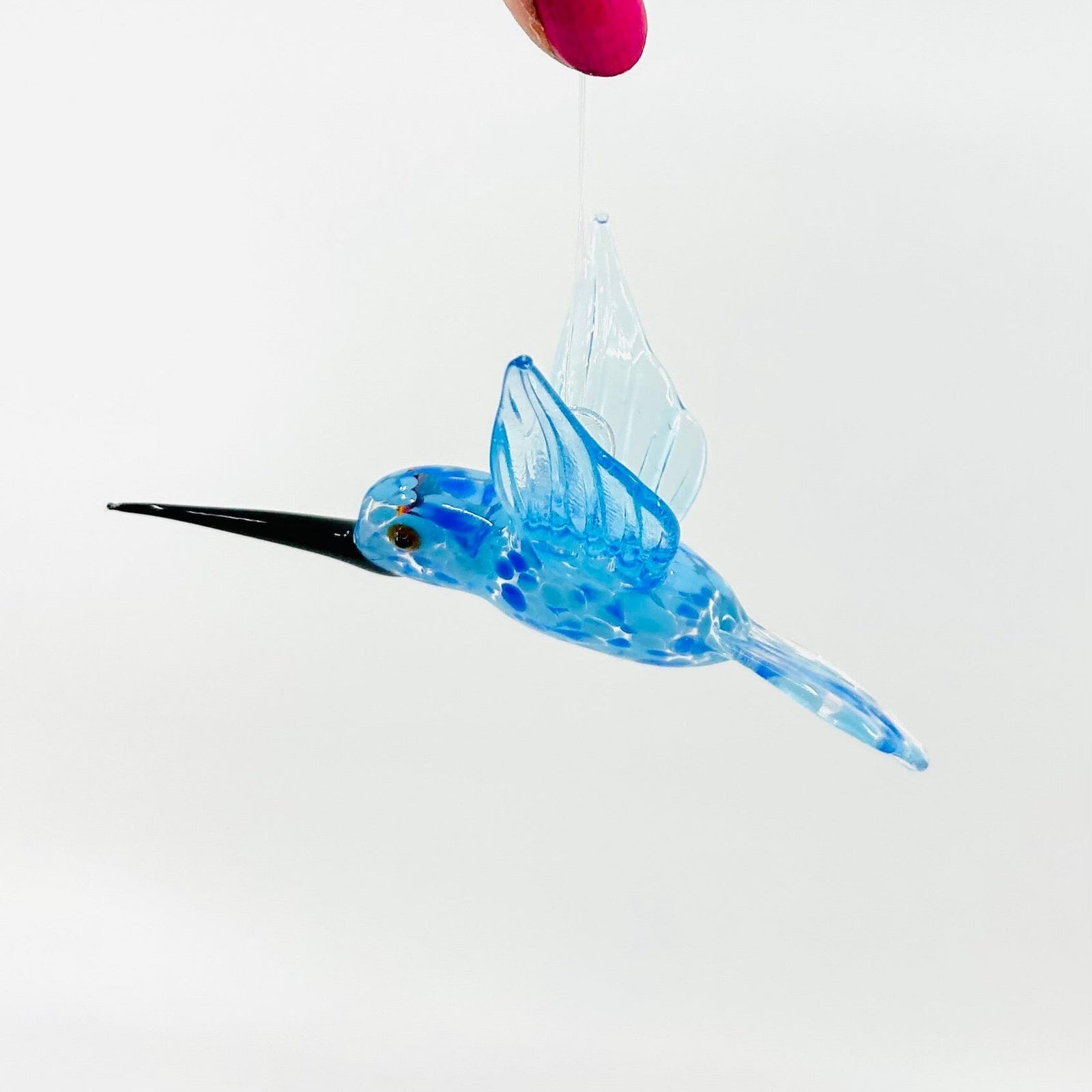 Glass Hummingbird, Speckled Blue Miniature C&F Enterprises 