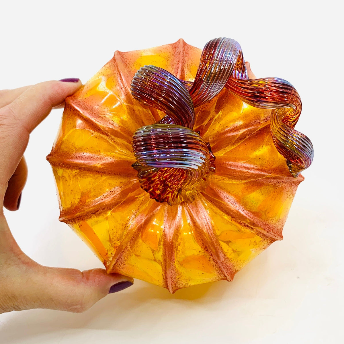 Daily Pumpkin 664 Fall Shimmer Squat Daily Pumpkin Luke Adams Glass Blowing Studio 