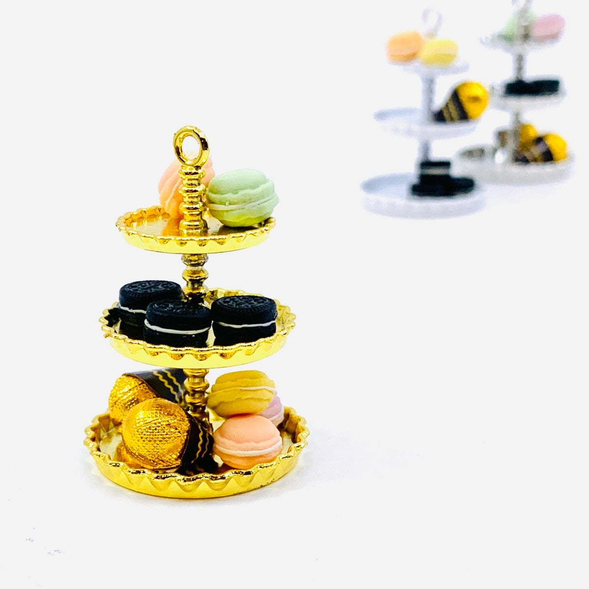 Tiniest Afternoon Tea Serving Stand, Gold Miniature - 