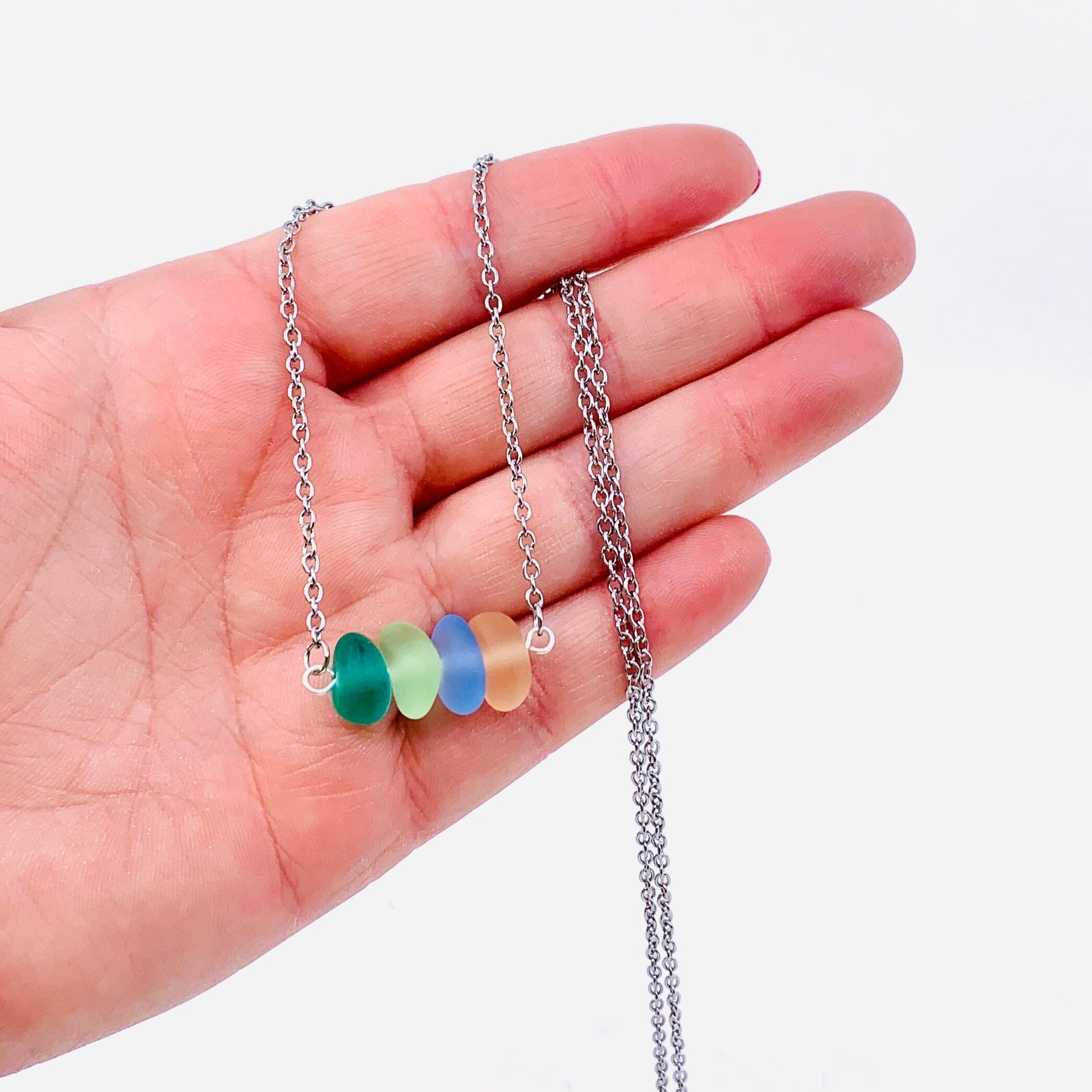 Sea Glass Necklace, Pastel - 