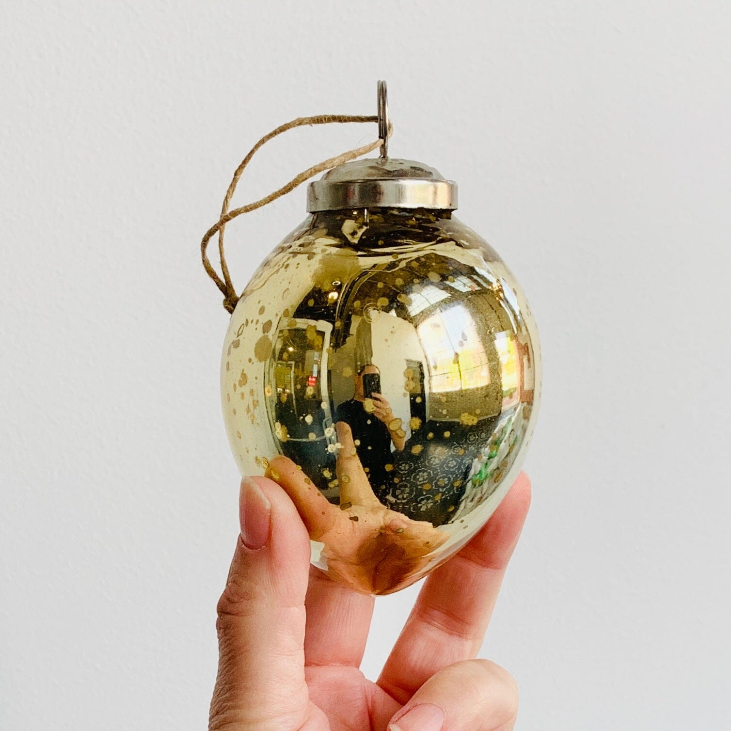 Mercury Glass Oval Ornament 60, Gold India House Brass 
