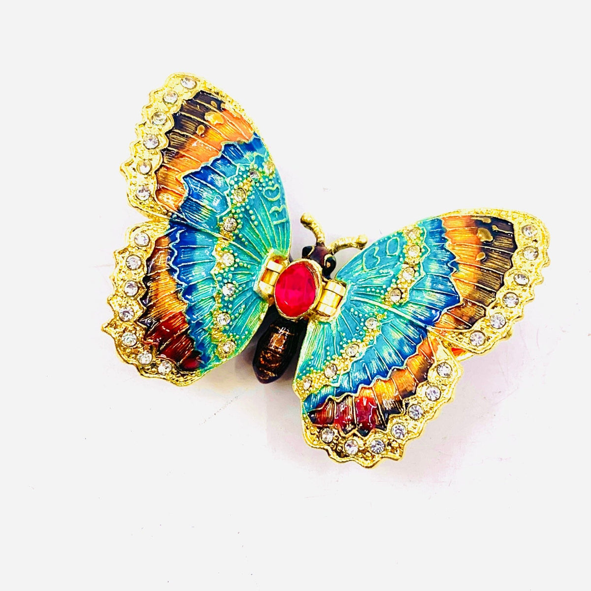 Bejeweled Enamel Trinket Box 30, Butterfly Pink Decor Kubla Craft 