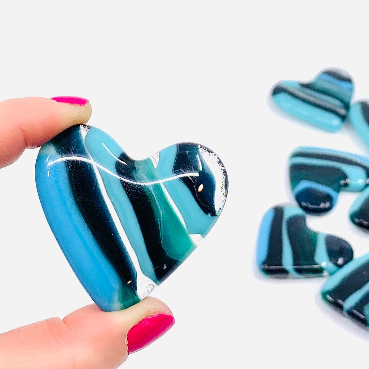 Fused Pocket Heart, Ocean Miniature Jean Seafoam 