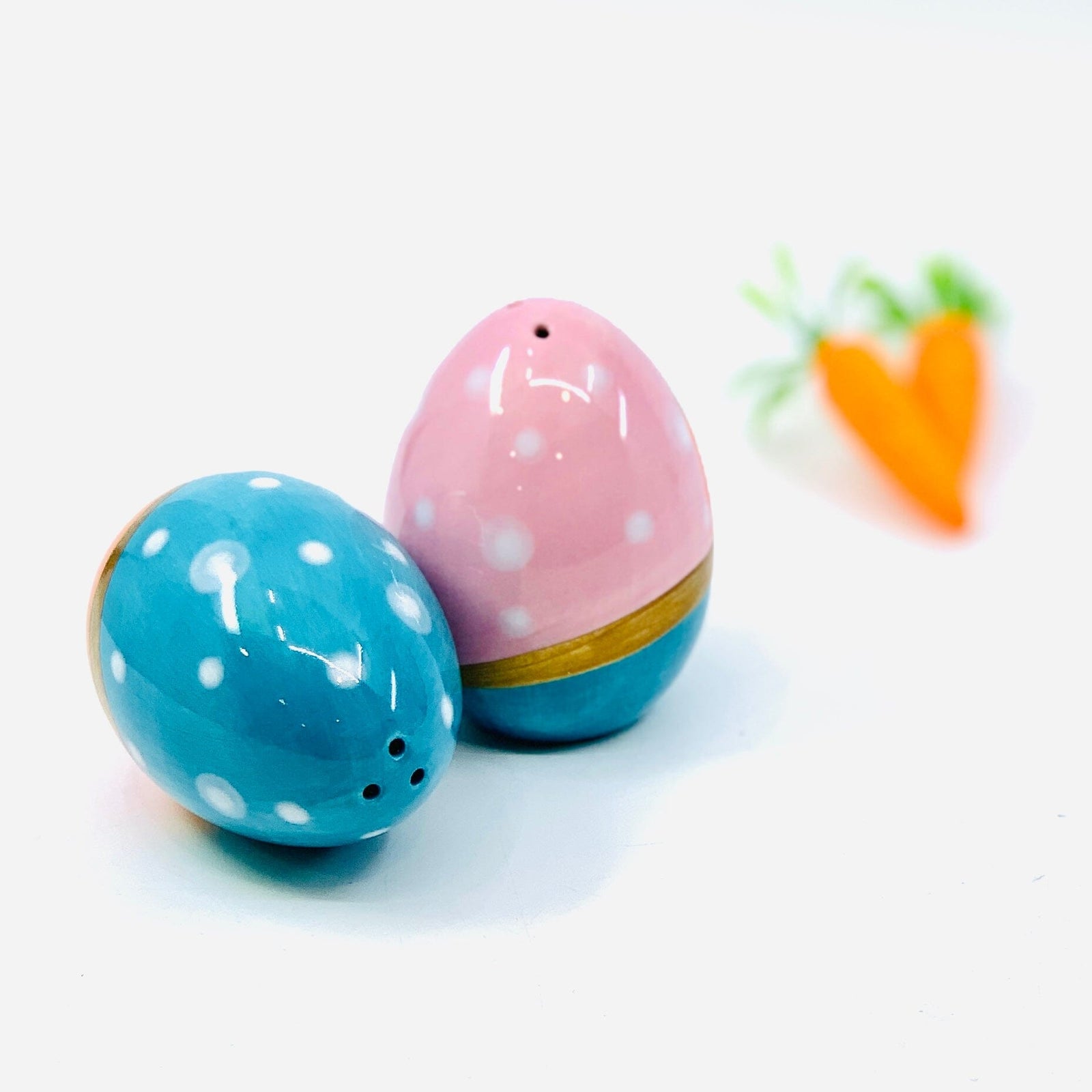 Easter Egg Salt and Pepper Shakers, Pink and Blue COSMOS 