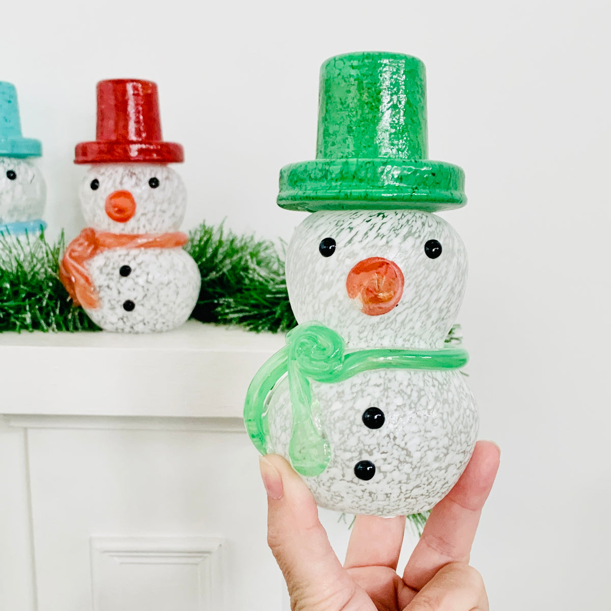 Blown Glass Snowman - Blue Scarf