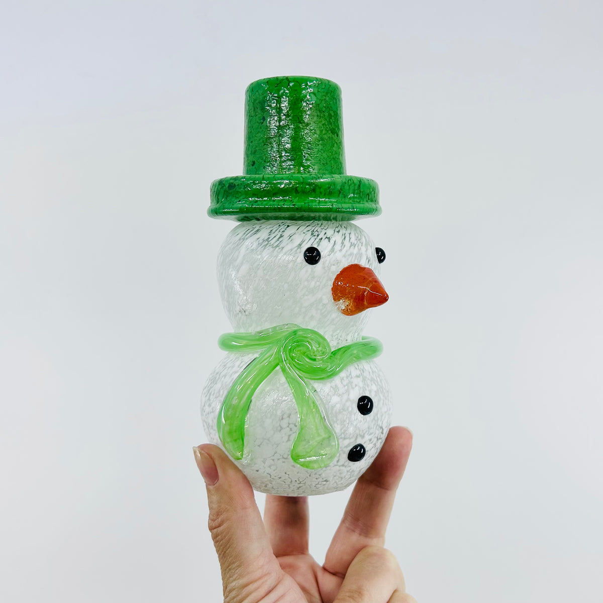 Blown Glass Snowman - Green Scarf
