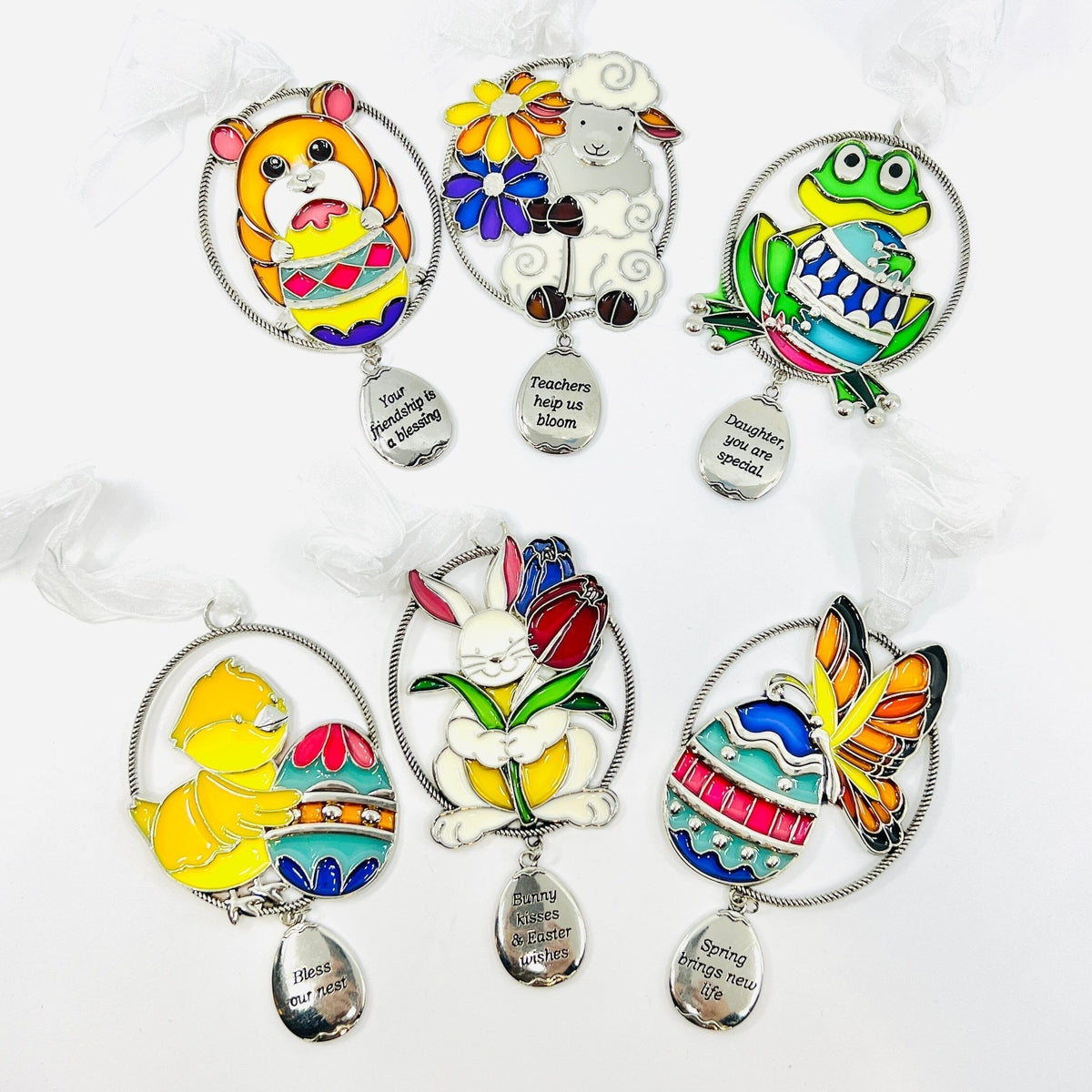 Stained Glass Easter Ornaments, Egg Decor GANZ 