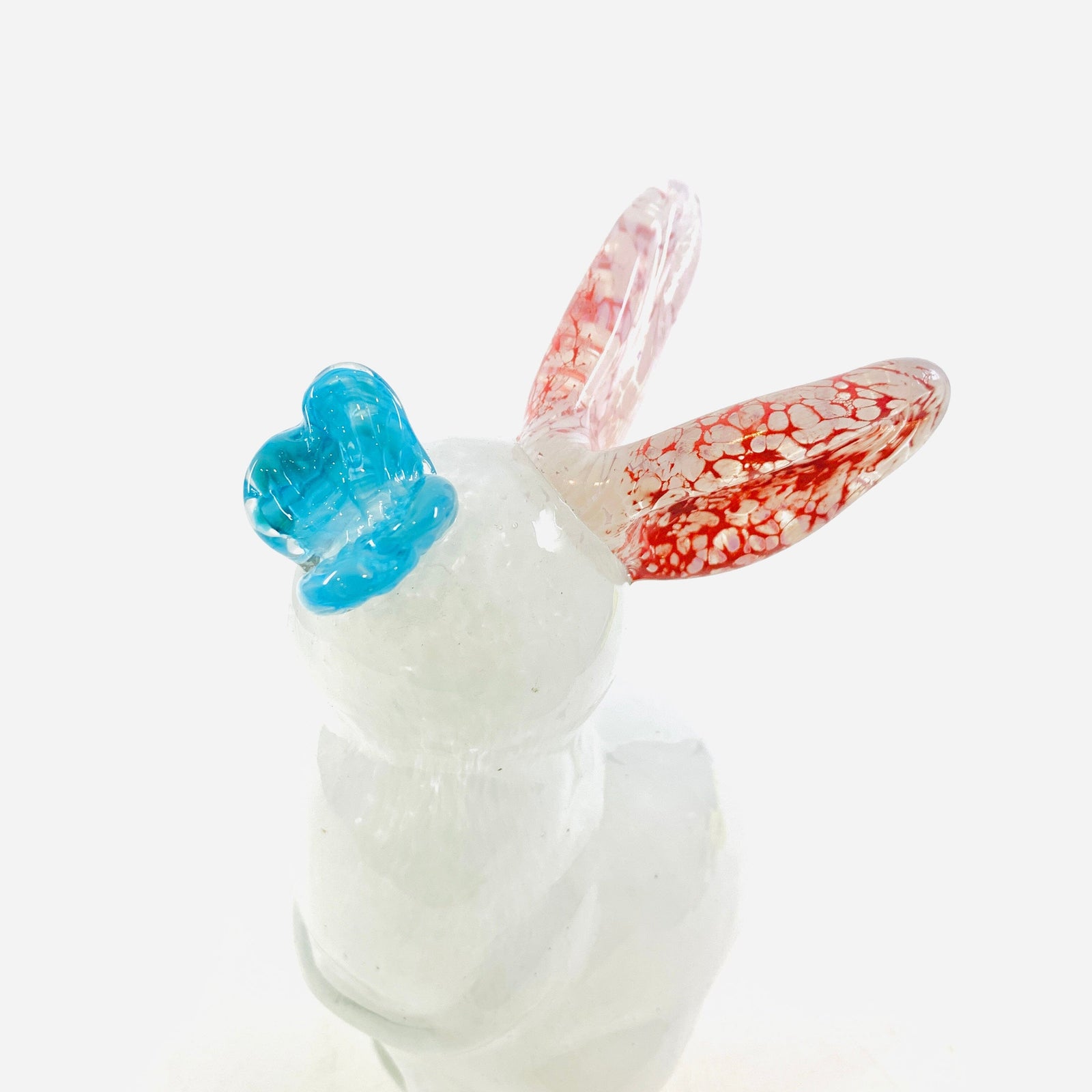 Sitting Glass Easter Rabbit, Butterfly Blue Diamond Star 