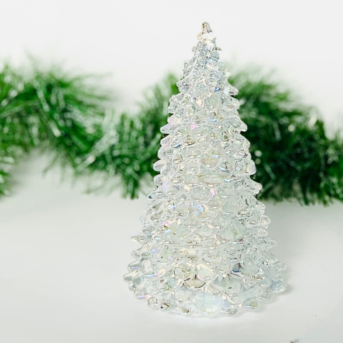 Iridescent Blown Glass Light Up Tree Diamond Star 