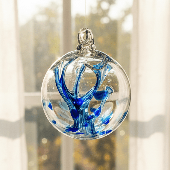 6" Wish Ball Ornament, Raindrop Wish Ball Luke Adams Glass Blowing Studio 