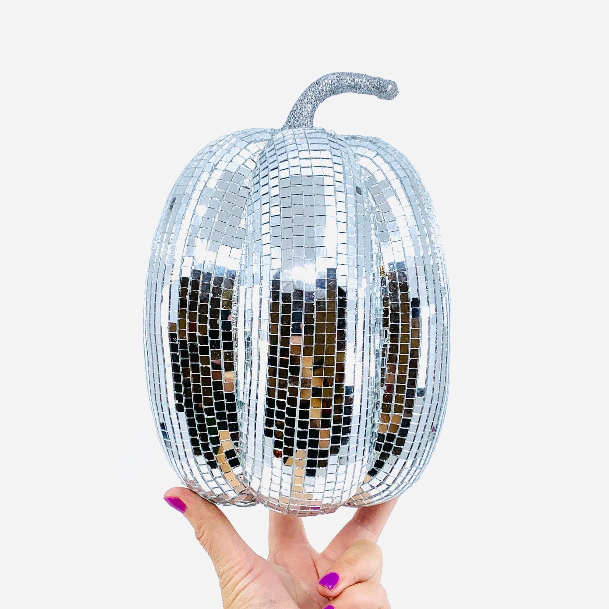 Mirror Ball Pumpkin, Silver Tall Diamond Star 